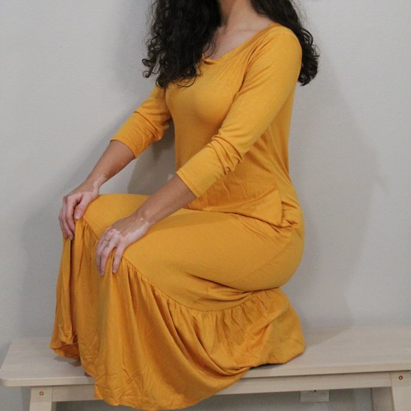'Keepin it Cozy' Mustard Maxi Dress - Picture 3 of 3